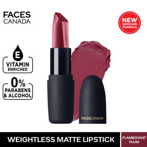 Buy Faces Canada Weightless Matte Lipstick |Jojoba and Almond Oil enriched| Smooth One Stroke Weightless Color | Keeps Lips Moisturized | Shade - Flamboyant Plum 4.5 g-Purplle