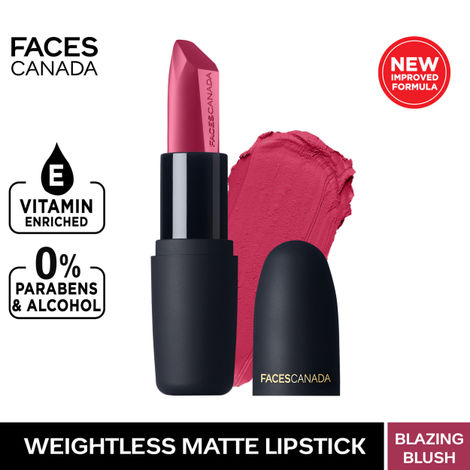 Buy Faces Canada Weightless Matte Lipstick |Jojoba and Almond Oil enriched| Highly pigmented | Smooth One Stroke Weightless Color | Keeps Lips Moisturized | Shade - Blazing Blush 4.5g-Purplle