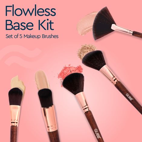 Buy GUBB Flawless Base Kit Set Of 5 Makeup Brushes (Foundation Brush, Blush Brush, Fan Brush, Buffer Brush & Powder Brush)-Purplle