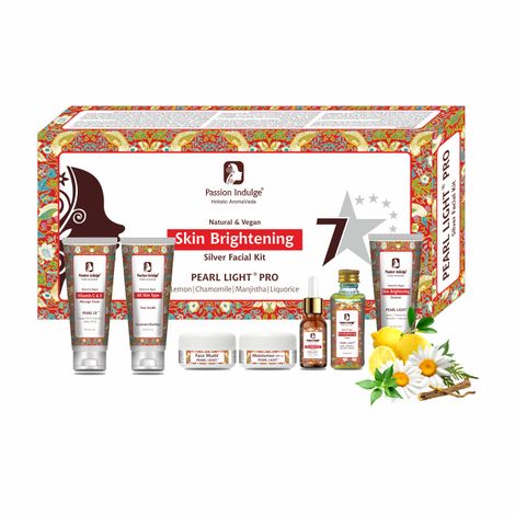 Buy Passion Indulge Pearl Light 7 Star Pro Silver Facial Kit For Skin Brightening | Spot Reduction With Lemon, Chamomile, Manjistha, Liquorice| All Skin Types | Natural|professional Kit| 7 steps-Purplle