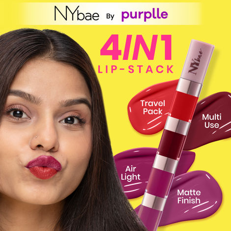 Buy NY Bae 4 IN 1 Lip Play Liquid Lipstick - Rose Rush (4 ml) | Matte Lips | Super Pigmented | Multi-Use | Maroon & Red Shades | Travel Kit-Purplle