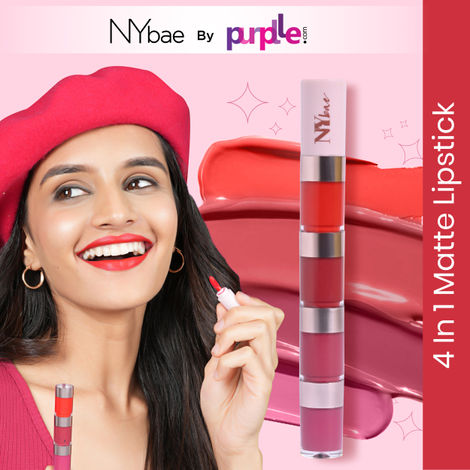 Buy NY Bae 4 In 1 Lip Play Liquid Lipstick | Super Pigmented | Red & Pink Lipstick | Matte Finish - Rose Rush (4 ml)-Purplle