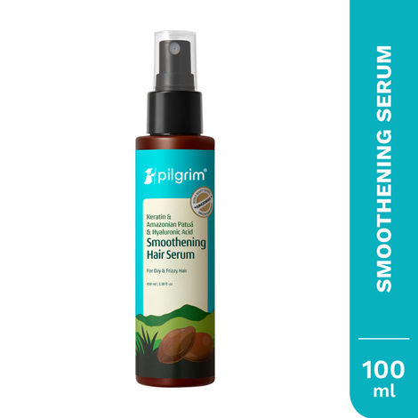 Buy Pilgrim Patua & Hyaluronic Acid Smoothing Hair Serum For Dry & Frizzy Hair | Silicone-Free Serum For Hair Smoothing | Hydrates And Detangles | Smoothens Rough Ends | Women & Men (100 ml)-Purplle