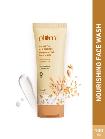Buy Plum 1% Oat & Allantoin Deep Nourish Face Wash | with Vitamin F & B5 | Nourishes & Soothes Skin | Restores Skin Barrier | Non-drying | 100% Vegan | 100 ml-Purplle