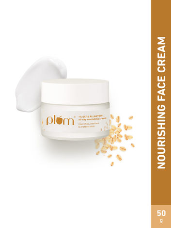 Buy Plum 1% Oat & Allantoin All-day Nourishing Cream | with Vitamin E & B5 | Nourishes Skin | Soothes Inflamed Skin | Strengthens Skin Barrier | Moisturizing | 100% Vegan | 50g-Purplle
