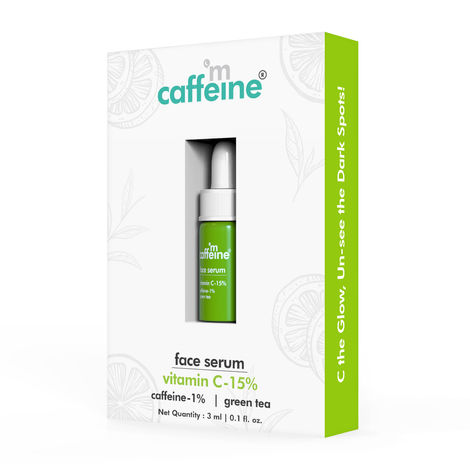 Buy mCaffeine 15% Vitamin C Face Serum for Glowing Skin with Green Tea & 1% Caffeine | Reduces Dark Spots & Pigmentation | Revives Dull Skin & Protects Against Sun Damage | Serum for Men & Women - 3ml-Purplle