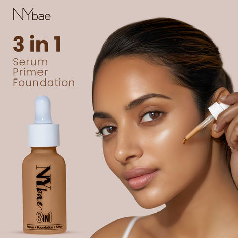 Buy NY Bae 3 IN 1 Serum Foundation - Warm Honey 14 (30 ml) | Infused with Primer | Moisturising I Glowing Korean Skin I Celeb Glow | Dewy Makeup | Evens Skin Tone | Ultra Glow-Purplle