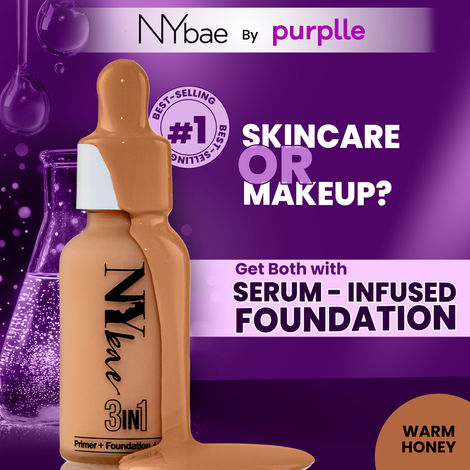 Buy NY Bae 3 IN 1 Serum Foundation - Warm Honey 14 (30 ml) | Infused with Primer | Moisturising I Glowing Korean Skin I Celeb Glow | Dewy Makeup | Evens Skin Tone | Ultra Glow-Purplle