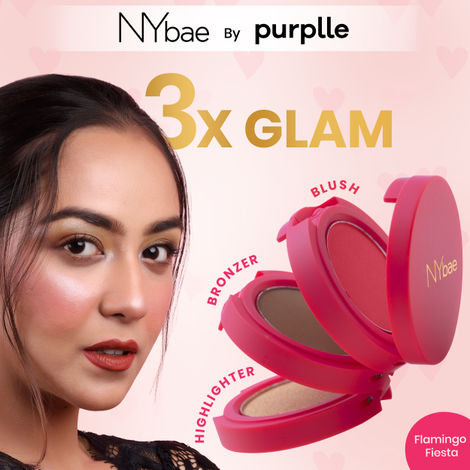 Buy NY Bae 3 in 1 Glam Stack | Blusher and Highlighter | Bronzer | Lip and Cheek Tint | Face Palette | Korean Beauty | Eyeshadow Palette | Makeup Kit - Coral Carnival 03-Purplle