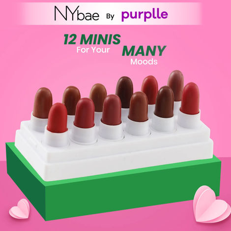 Buy NY Bae 12 In 1 Mini Lip Kit Set (14.4 gm) | Brown & Nude Lipstick | Lip Crayon | Lip & Cheek Tint | Lipstick Pallete| Makeup Kit | Lip Kit | Blush - Nude Takeover 01-Purplle