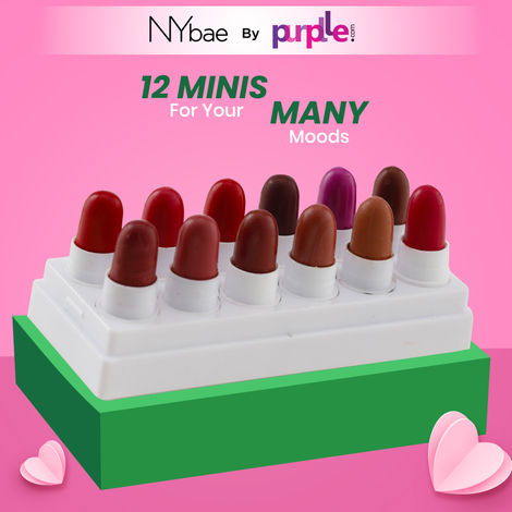 Buy NY Bae 12 In 1 Mini Lip Kit (14.4g) Red & Brown Lipsticks | Lip Crayon | Creamy Matte Finish | Everyday Makeup Kit - Everyday Empress 02-Purplle