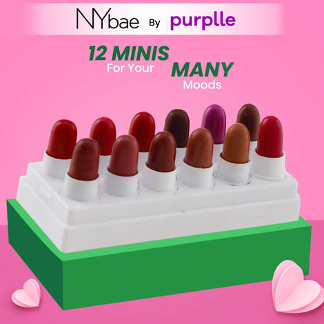 Buy NY Bae 12 In 1 Mini Lip Kit Set (14.4 gm) | Red & Nude Lipstick | Lip Crayon | Lip & Cheek Tint | Lipstick Pallete| Makeup Kit | Lip Kit | Blush - Everyday Empress 02-Purplle