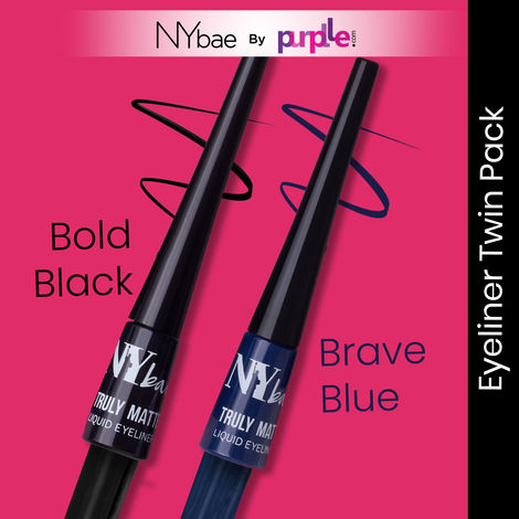 Buy NY Bae Truly Matte Liquid Eyeliner | Twin Pack | Brave Blue and Bold Black Eyeliners | Waterproof | Long Lasting | (4.5 ml each)-Purplle