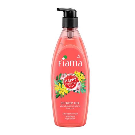 Buy Fiama Happy Naturals shower gel, Plum blossom and ylang with 97% natural origin content with skin conditioners for moisturized skin, safe on sensitive skin, bodywash 500ml bottle-Purplle