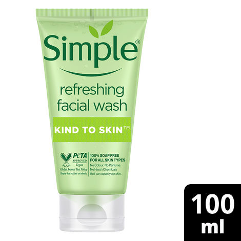 Buy Simple Kind To Skin Refreshing Face Wash (100 ml) | For All Skin Types | No Soap, No Added Perfume, No Harsh Chemicals, No Artificial Color, No Alcohol and No Parabens-Purplle