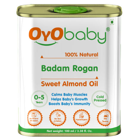 Buy Oyo Baby Badam Rogan Sweet Almond Oil | Rich in Vitamin -E for Healthy Skin , Hair and Body | Edible - for Strong Bones and Healthy Body - 100 ml-Purplle