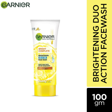 Buy Garnier Bright Complete BRIGHTENING DUO ACTION Face Wash, 100g-Purplle
