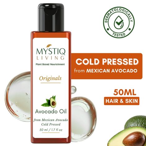 Buy Mystiq Living - Avocado Oil | Avocado Oil For Hair | Avocado Oil For Face | Avocado Hair Oil | Cold Pressed | 100% Pure & Natural - 50 ml-Purplle