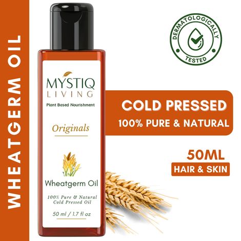 Buy Mystiq Living Wheat Germ Oil (50 ml) Cold Pressed Wheatgerm Oil | 100% Pure and Natural For Hair, Skin & Body Massage-Purplle