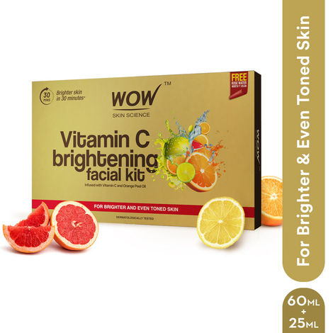 Buy WOW Skin Science Vitamin C Brightening Facial Kit with Rose Water | For All Skin Types | 6 Easy Steps | For Brighter and Even Toned Skin |For Men & Women | Pack of 7 60ml+25ml-Purplle