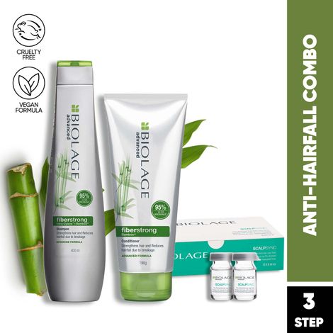 Buy Biolage Advanced Fiberstrong Shampoo+ Fiberstrong Conditioner + Scalpsync Aminexil Hair treatment (400 ml+196 ml+60 ml)-Purplle