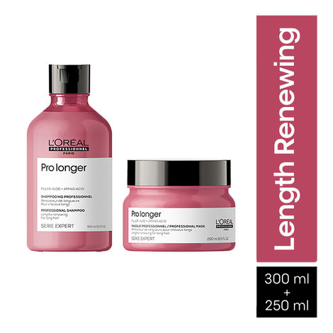 Buy L'Oreal Professionnel Serie Expert Pro Longer Shampoo + Serie Expert Pro Longer Mask | With Filler-A100 and Amino Acid (300 ml+250 gm)-Purplle