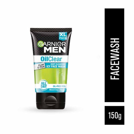 Buy Garnier Men Oil Clear Face Wash | Clay D-Tox Deep Cleansing Icy Face Wash for Oily Skin, 150gm-Purplle
