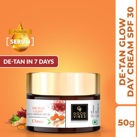 Buy  Good Vibes Ubtan De-tan Glow Day Cream SPF30 with Power of Serum (50 g)-Purplle