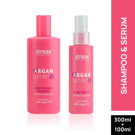 Buy Streax Professional Argan Secrets Colour Protect Combo (Shampoo + Serum) (300 ml + 100 ml)-Purplle