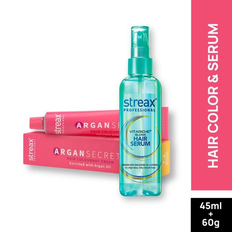 Buy Streax Professional Vitariche Gloss Hair Serum + Argan Secret Hair Colourant Cream - Golden Blonde 7.3 (45 ml + 60 g )-Purplle