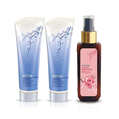 Buy Ozone Perfect Skin Tone Face Care Combo (Perfect Skin Tone Face Wash, Hydrant with Rose Toner)-Purplle