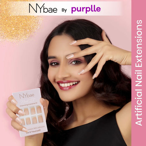 Buy NY Bae Nail It Nail Extensions With Adhesive | Artificial Nails | Gel Nails Set | Easy Application | Nail Art Kit - Charming Caramel 12, 24 Nails-Purplle