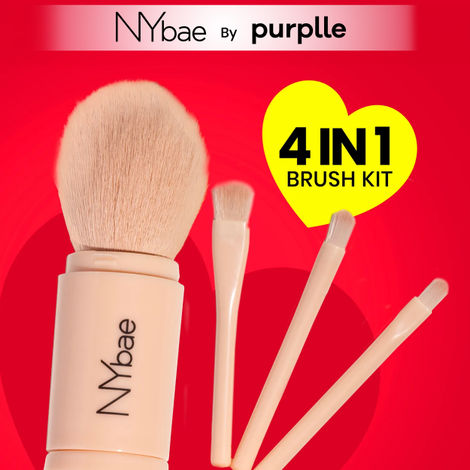 Buy NY Bae On The Move Brush Kit | Foundation Brush | Highlighter Brush | Eyeshadow Brush| Lipstick Brush | Makeup Brush Set | Blush Brush | Powder Brush | Eye Makeup Brush | Set of 4-Purplle
