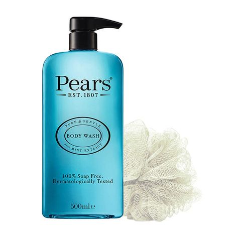Buy Pears 98% Pure Glycerin With Mint Extracts Body Wash,100% Soap Free,500ml (Free Loofah)-Purplle