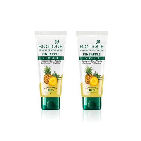 Buy Biotique Bio Pineapple Oil Control Foaming Face Wash (150 ml) - Pack of 2-Purplle