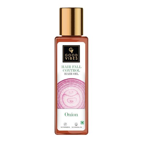 Buy Good Vibes Onion Hairfall Control Oil | Strengthening | Hair Growth | No Parabens, No Sulphates, No Mineral Oil, No Animal Testing (100 ml)-Purplle