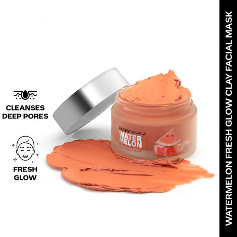 Buy FACES CANADA Water Melon Fresh Glowy Clay Facial Mask 50g I Water Melon Extract I Bentonite Clay I Deep Pore Cleansing I Youthful Glow I Cruelty-Free I Vegan I For All Skin Types-Purplle
