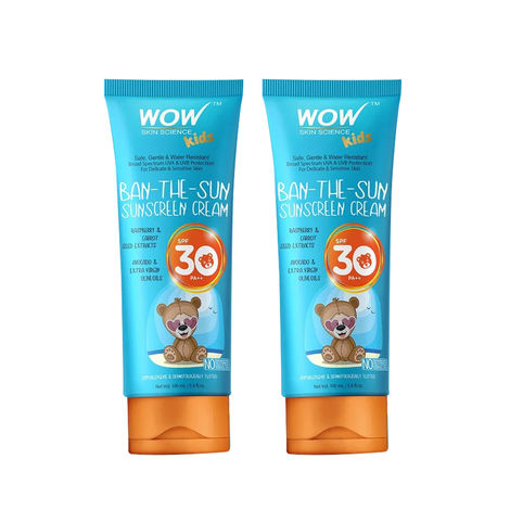 Buy WOW Skin Science Kids Ban-The-Sun Sunscreen Cream SPF 30 PA+++ 100 ml (Pack of 2)-Purplle