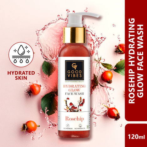 Buy Good Vibes Rosehip Hydrating Glow Face Wash | Deep Pore Cleansing, Moisturizing, Brightening (120 ml)-Purplle