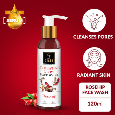 Buy Good Vibes Rosehip Hydrating Glow Face Wash With Power Of Serum (120 ml)-Purplle