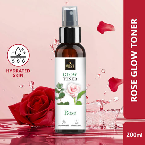 Buy Good Vibes Rose Glow Toner | Lightweight, Brightening, Gulab Jal, Face mist (200 ml)-Purplle