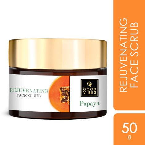 Buy Good Vibes Papaya Rejuvenating Face Scrub | Cleansing, Moisturizing | With Almond Oil | No Parabens, No Sulphates, No Mineral Oil (50 g)-Purplle