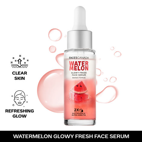 Buy FACES CANADA Watermelon Glowy Fresh Face Serum, 27ml | Niacinamide & Alpha-Arbutin | Lightweight Refreshing Biphasic Serum For All Skin Types | No Dark Spots & Hyperpigmentation | Radiant Clear Skin-Purplle