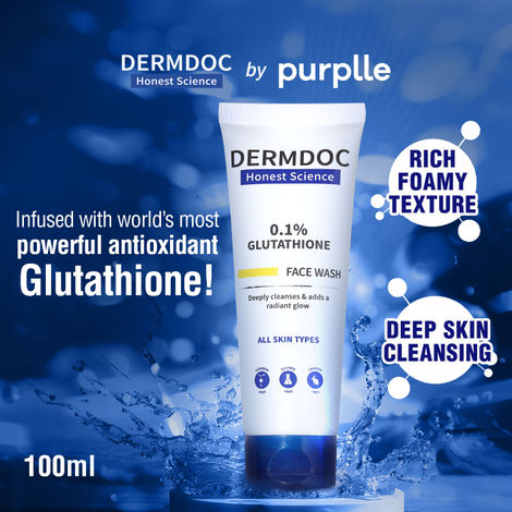 Buy DERMDOC by Purplle 0.1% Glutathione Foaming Face Wash (100 ml) | Skin Brightening | Glutathione for Skin | Glutathione Face Wash-Purplle
