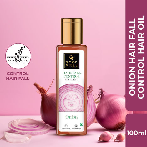 Buy Good Vibes Onion Hairfall Control Oil | Strengthening | Hair Growth | No Parabens, No Sulphates, No Mineral Oil, No Animal Testing (100 ml)-Purplle