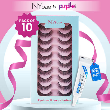 Buy NY Bae Eye Love Ultimate Lashes | Set of 10 | Easy Apply | Comfortable | False Eyelashes | Mascara | Safe Use | Eye Makeup | Value Pack-Purplle