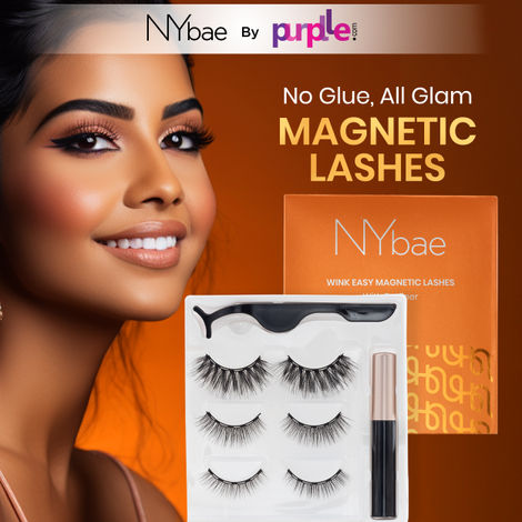 Buy NY Bae Wink Easy Magnetic Lashes | Easy Apply | Comfortable | False Eyelashes | Mascara | Safe Use | Eye Makeup | Value Pack-Purplle