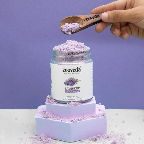 Buy ZEOVEDA Organic Lavender Face & Body Sugar Scrub for Deep Exfoliation | Removes Blackheads ,Whiteheads & Polishes Skin | Toxin and Cruelty Free | Suitable for all Skin Type - 150 Gm.-Purplle