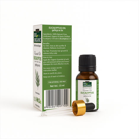 Buy Indus Valley 100% Natural & Organic, Eucalyptus Essential Oil & Dropper for Skin, Hair Care (15 ml)-Purplle