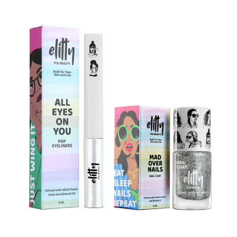 Buy Elitty Blue my Mind combo - (Eyeliner- Cloud Nine,Nail Paint - Ice Breaker)- Pack of 2-Purplle